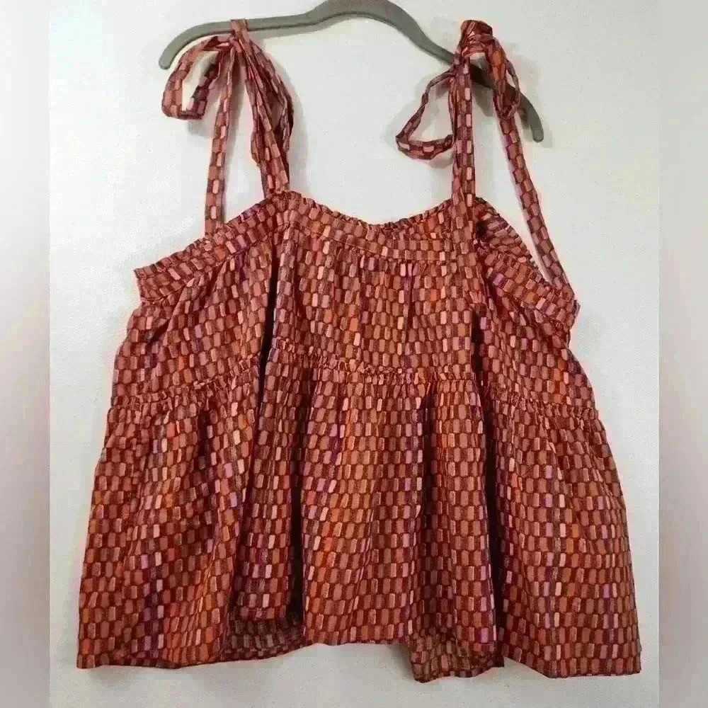 Universal Threads New Womens Size XS Tiered Bow Shoulder Strap Boho Swing Top